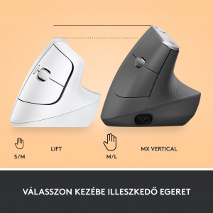 Logitech Lift függőleges ergonómikus vezeték nélküli egér piszkosfehér (910-006475)